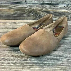 Born Sebra Slip On Biscotto Tan Leather Rubber Sole Driving Shoe Loafer Size 7.5